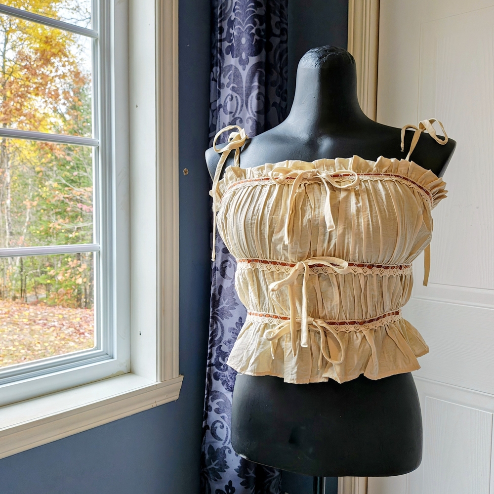 BNWT Boho Cream Ruffled Peplum Top by Thirty Thirty